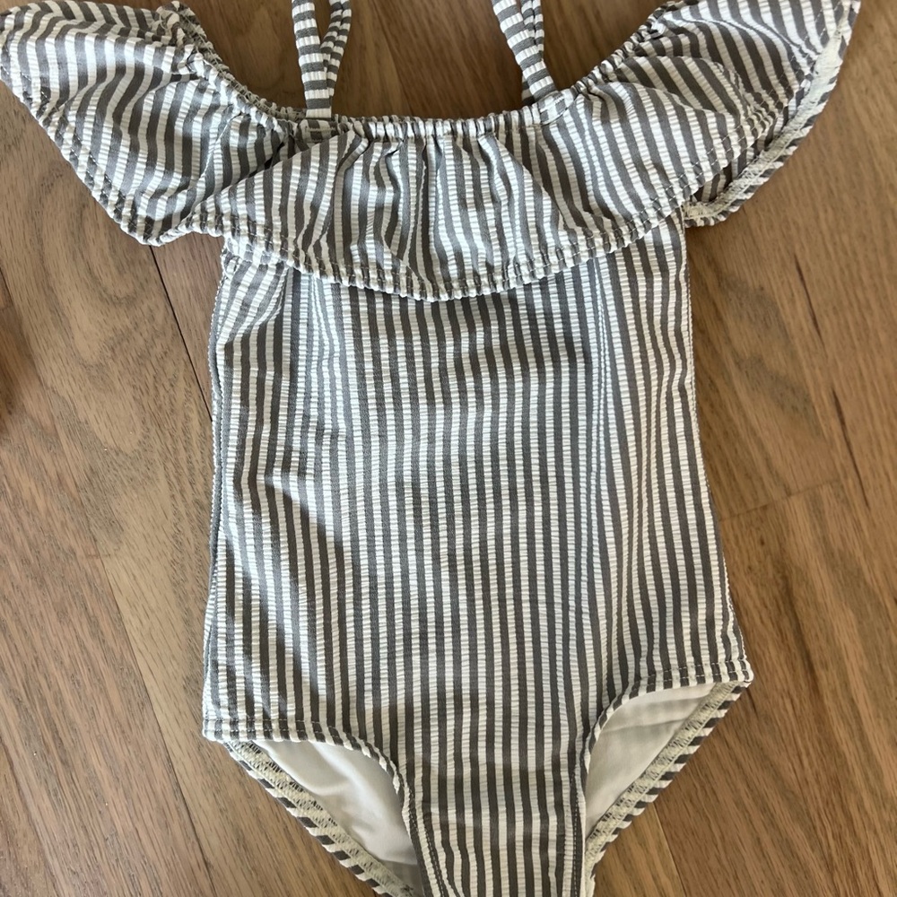 Striped Off-Shoulder Swimsuit
